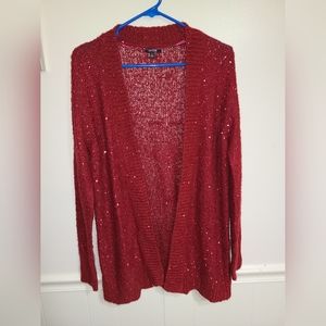 Women's Red Sequin Cardigan Sweater